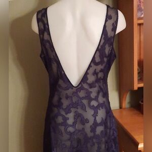 VS Rare Vintage 80s-90s Sheer Devoré Maxi Slip Dress Nightgown Deep Purple
